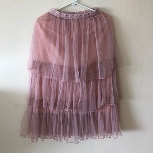 Pink Ruffled Tulle Skirt